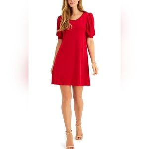 MSK Womens Petites Knit Puff Sleeves Sheath Dress